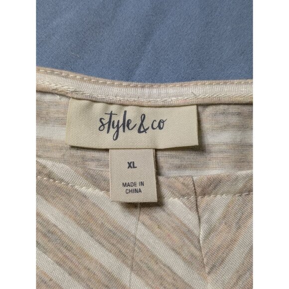 Style & Co Womens XL Island Getaway Rail Stripe Sleeveless Tunic With Lace Yoke - Picture 5 of 9